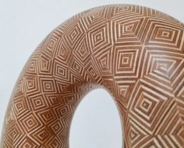 Woodturning Project High class Patterned Plywood Torus No use of color only natural wooden colors used